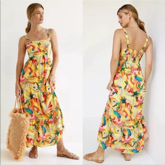 Farm Rio x Anthropologie Yellow Tropical Floral Dress - Picture 2 of 3